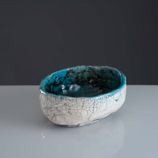 Azure Blaze Artsy Planter (Raku Fired)