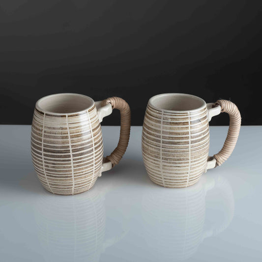 Sarta Beer Mugs With Cane Handle (Set Of 2)