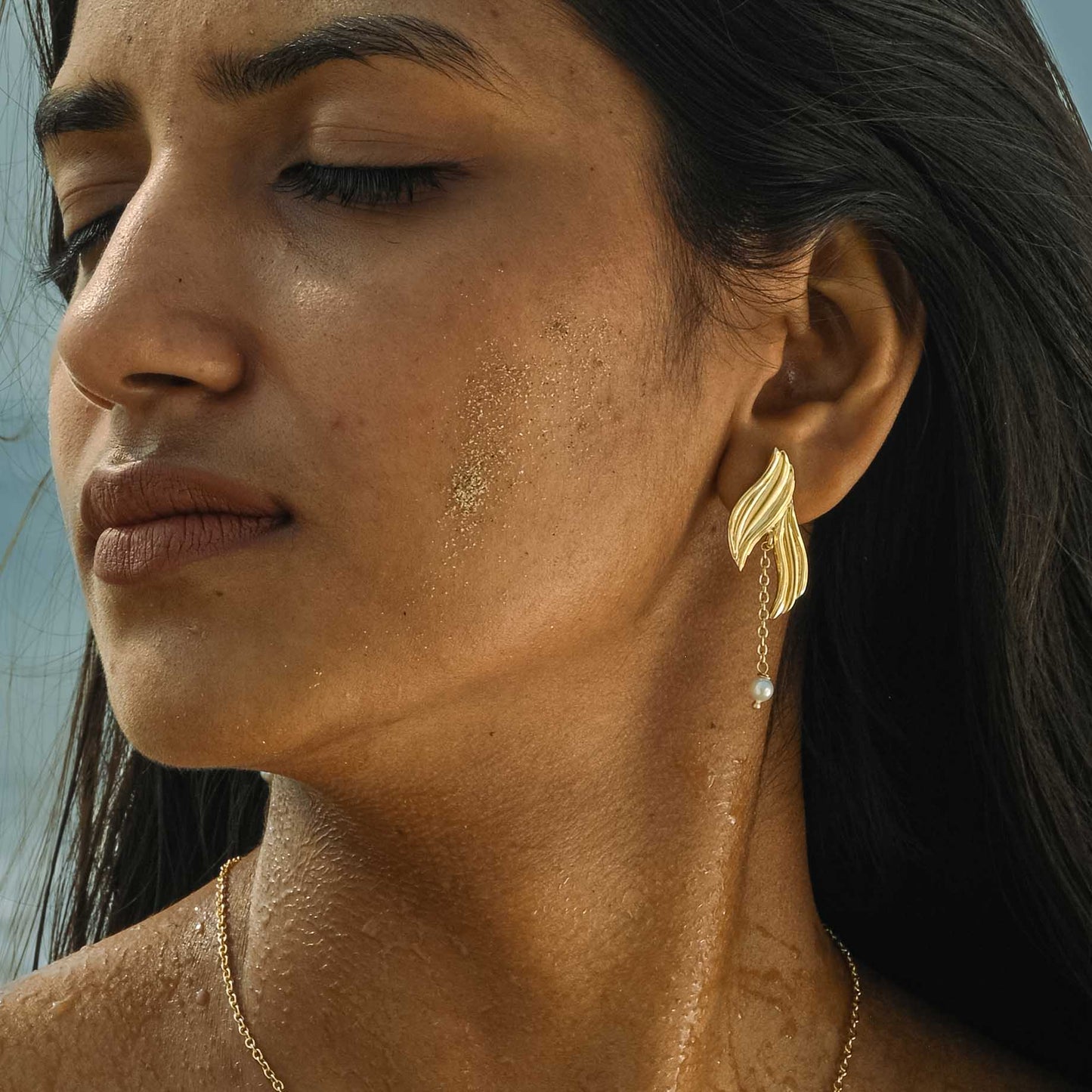 Pravaha Brass Pearl Drop Earrings