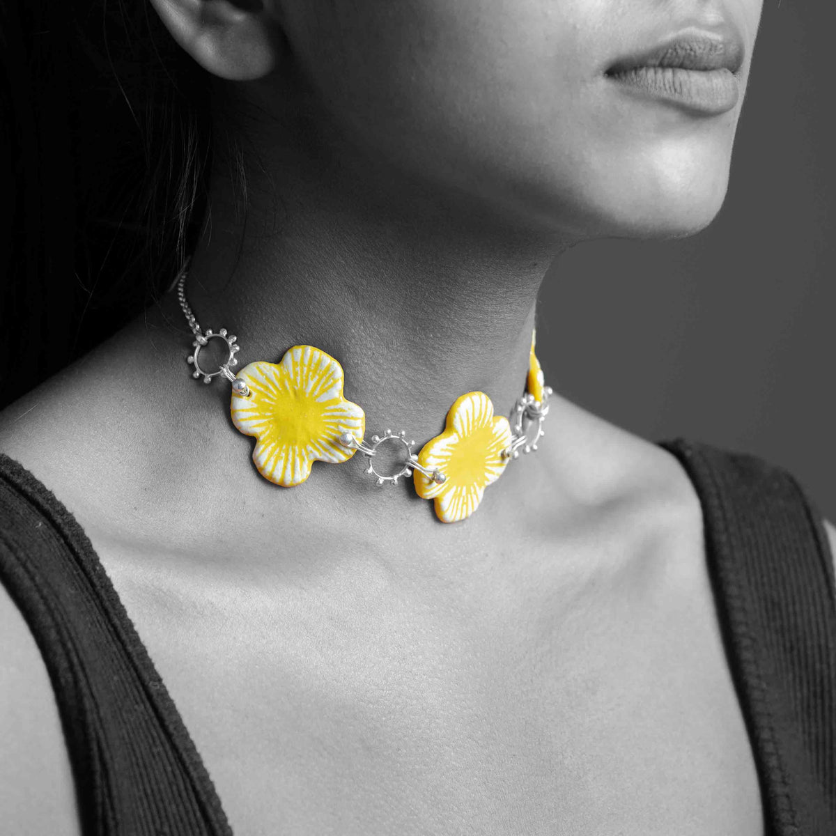 Aparajita Blossom Silver Choker