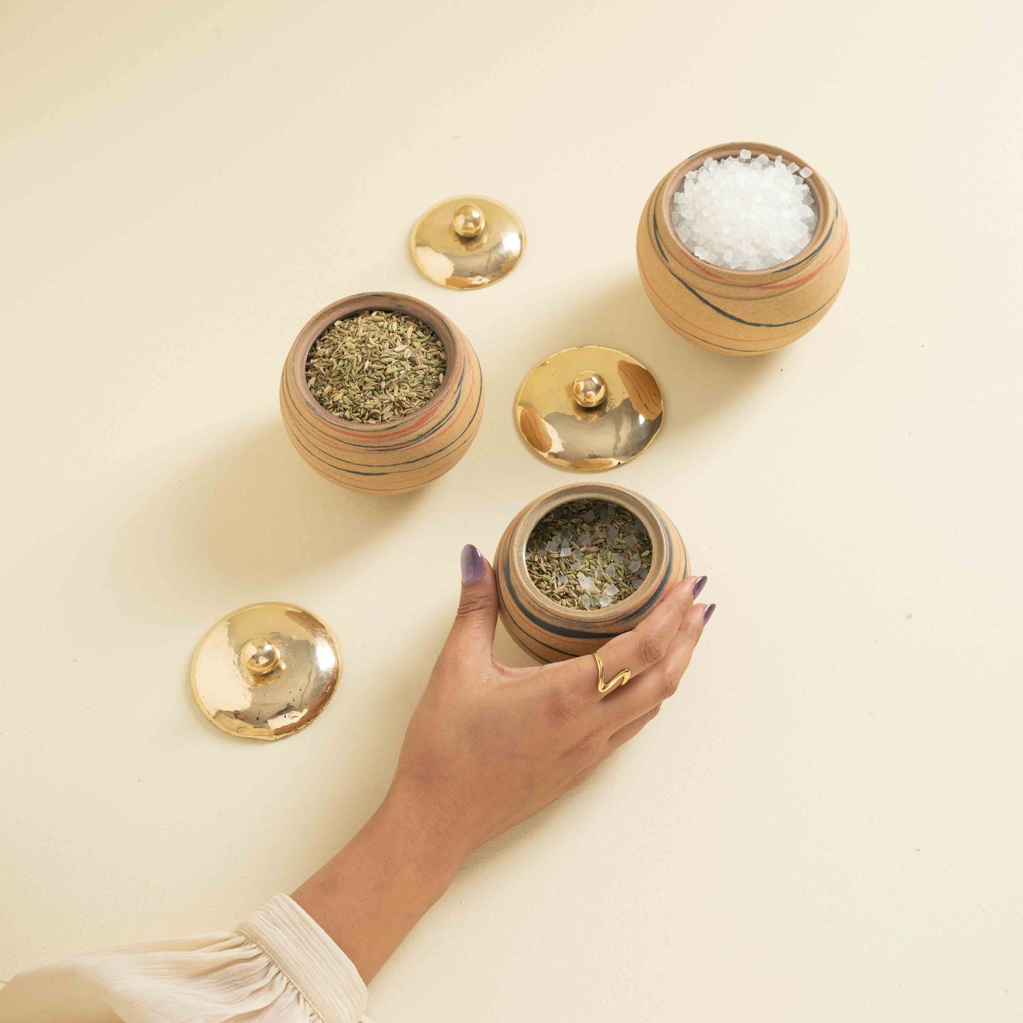 Ruchi Marbled Spice Jars (Set of 3)
