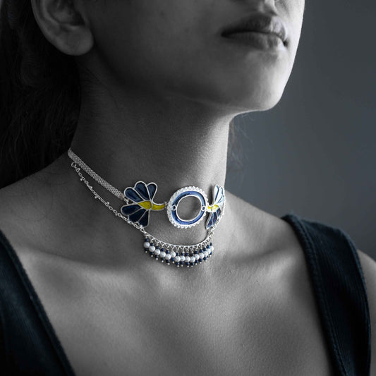 Aparajita Silver Enamel Choker