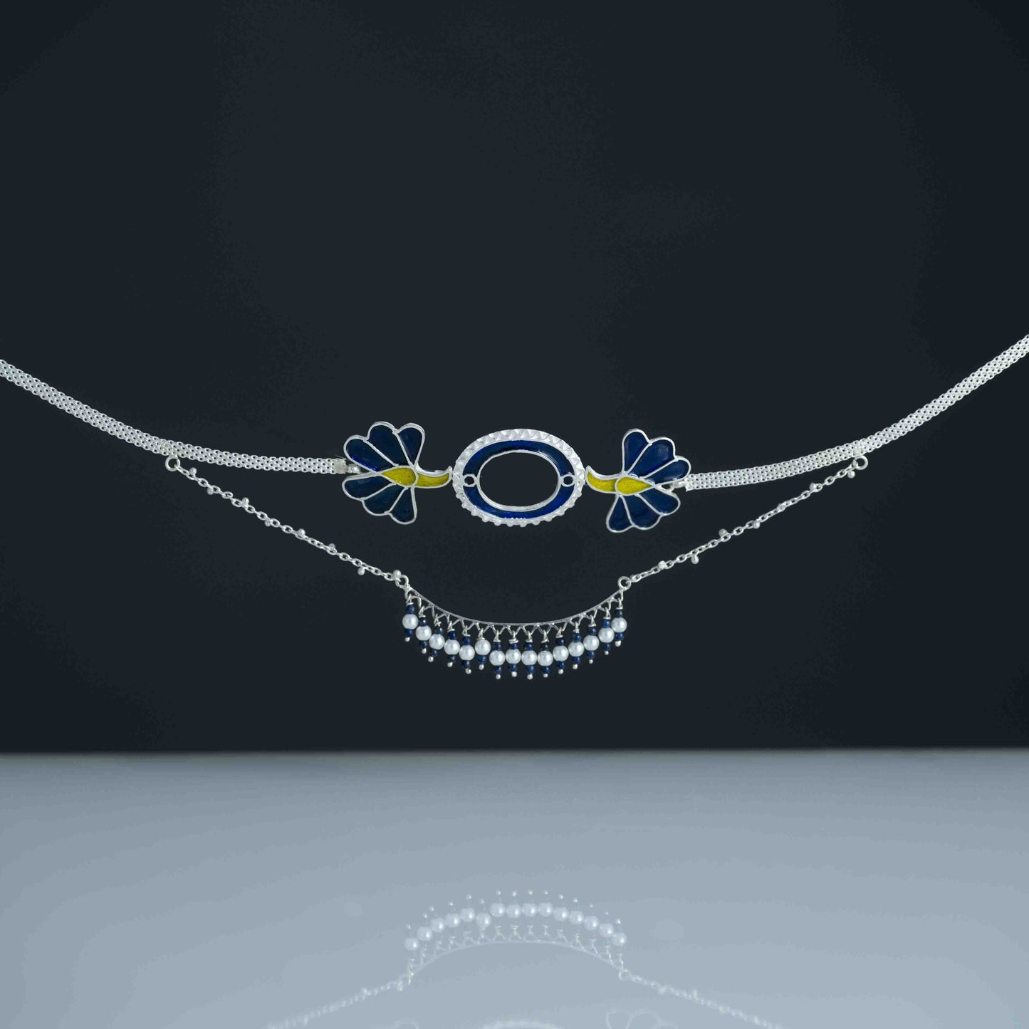 Aparajita Silver Enamel Choker
