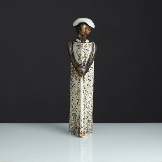 Contemplative Sentinel Ceramic Figurine