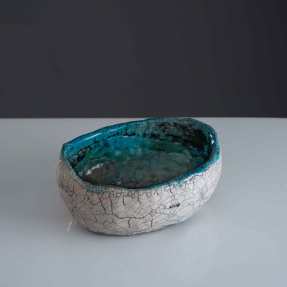 Azure Blaze Artsy Planter (Raku Fired)