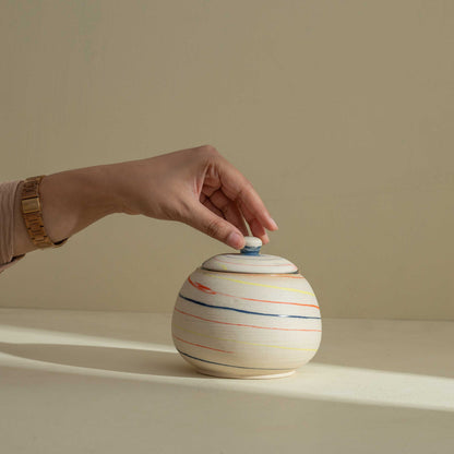 Graha Striped Lidded Jar