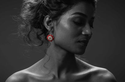 Mandar Flower Earrings (Set Of 2)