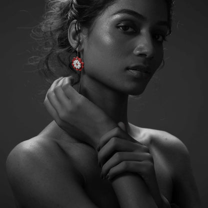 Mandar Flower Earrings (Set Of 2)