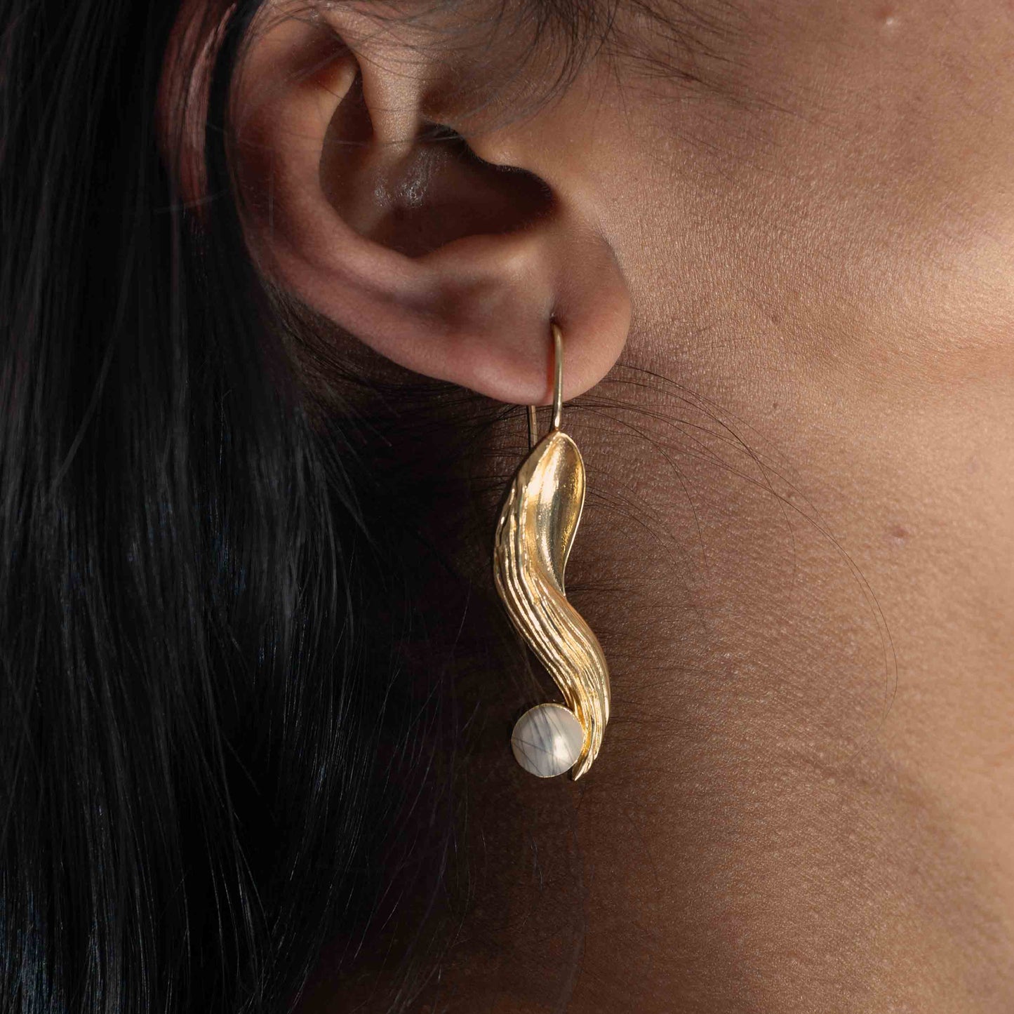 Vega Brass Pearl Drop Earrings