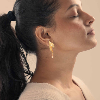 Pravaha Brass Pearl Drop Earrings