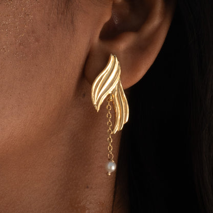 Pravaha Brass Pearl Drop Earrings