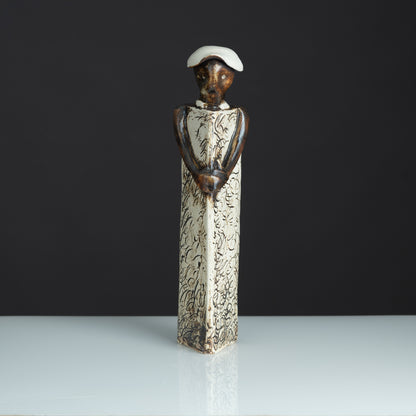 Contemplative Sentinel Ceramic Figurine