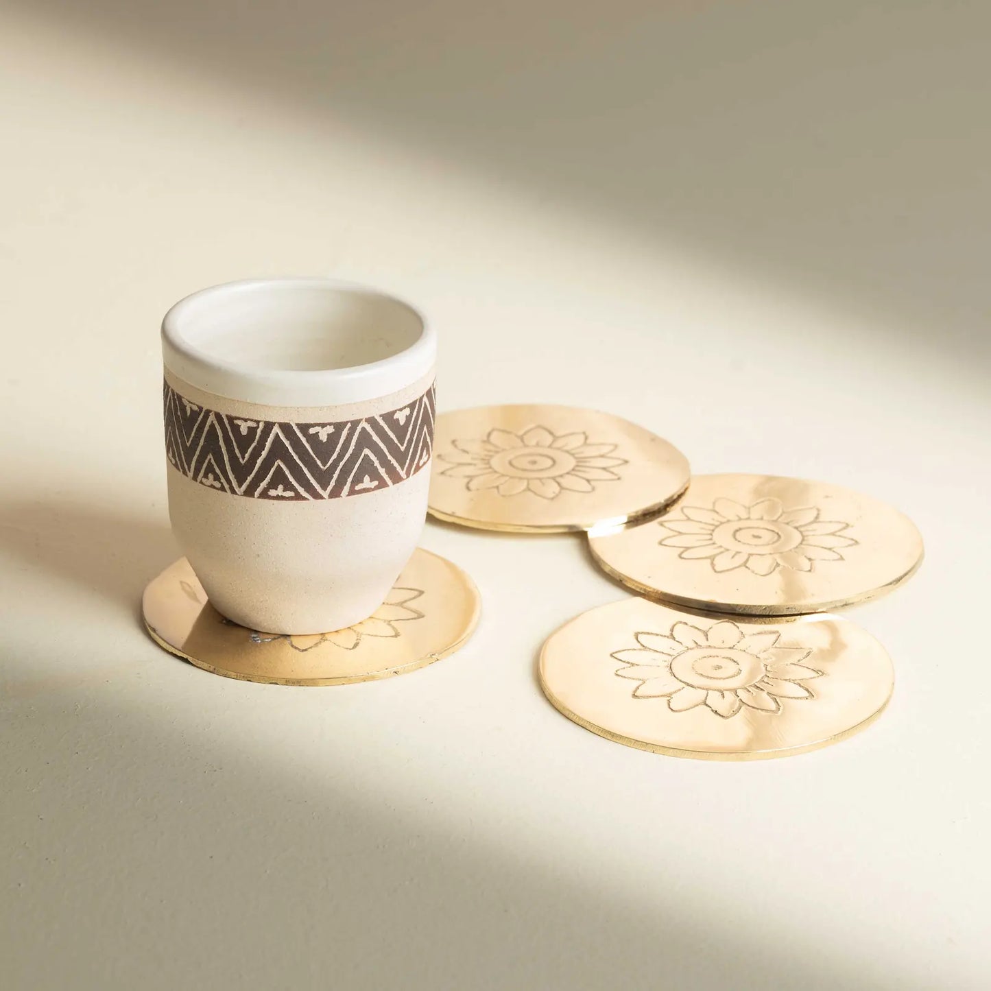Prafulla Brass Coaster (Set OF 4)