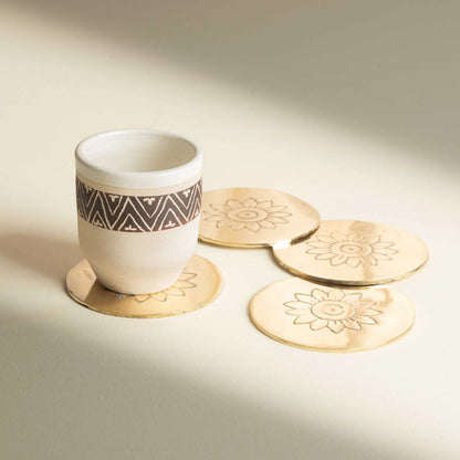 Prafulla Brass Coaster (Set OF 4)
