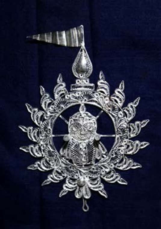 Silver filigree work used to decorate the God