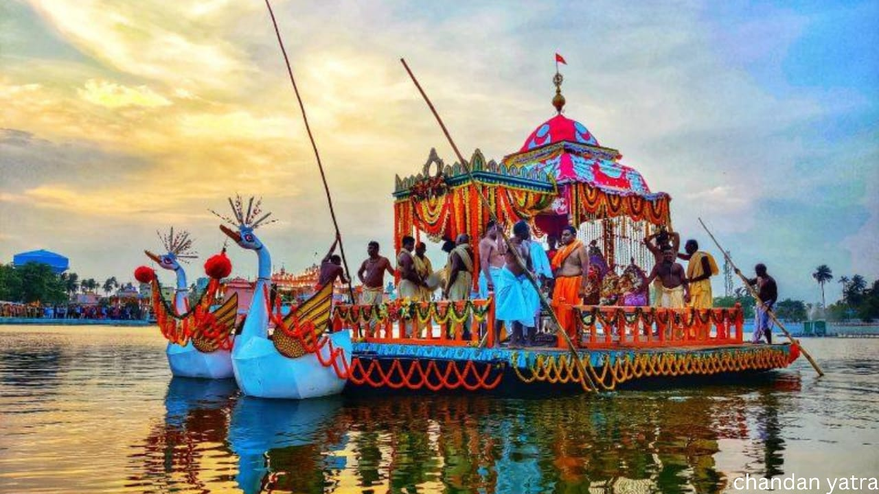 A traditional boat journey during Chandan Yatra veneration